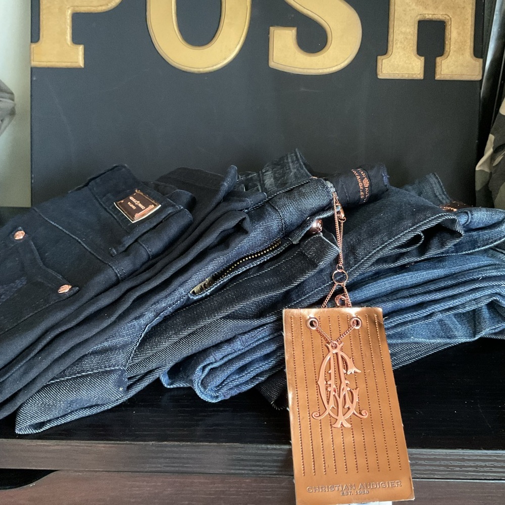 $150 FIRM during POSH party Christian Audigier Men’s Dark Blue Jeans